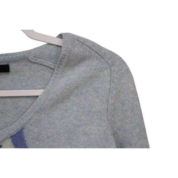 Express Sweater Size Large 100% Lambs Wool Knit Argyle Preppy Pastel V-Neck - Picture 6 of 13